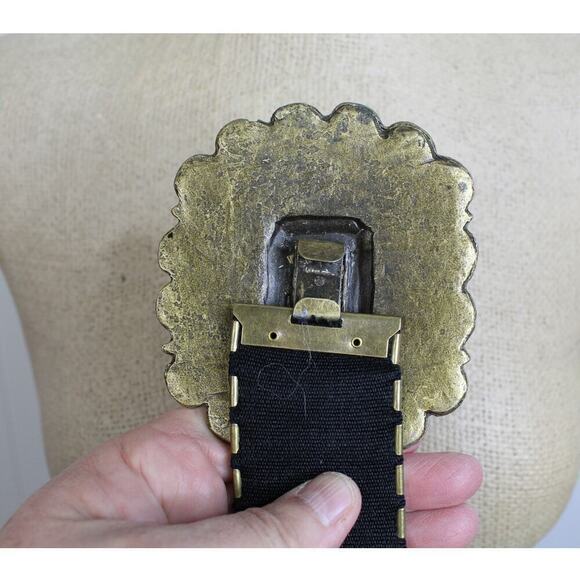 Boho Style Intricate Metal Stretchy Belt with Large‎ Enamel and Beaded Buckle - Picture 5 of 6